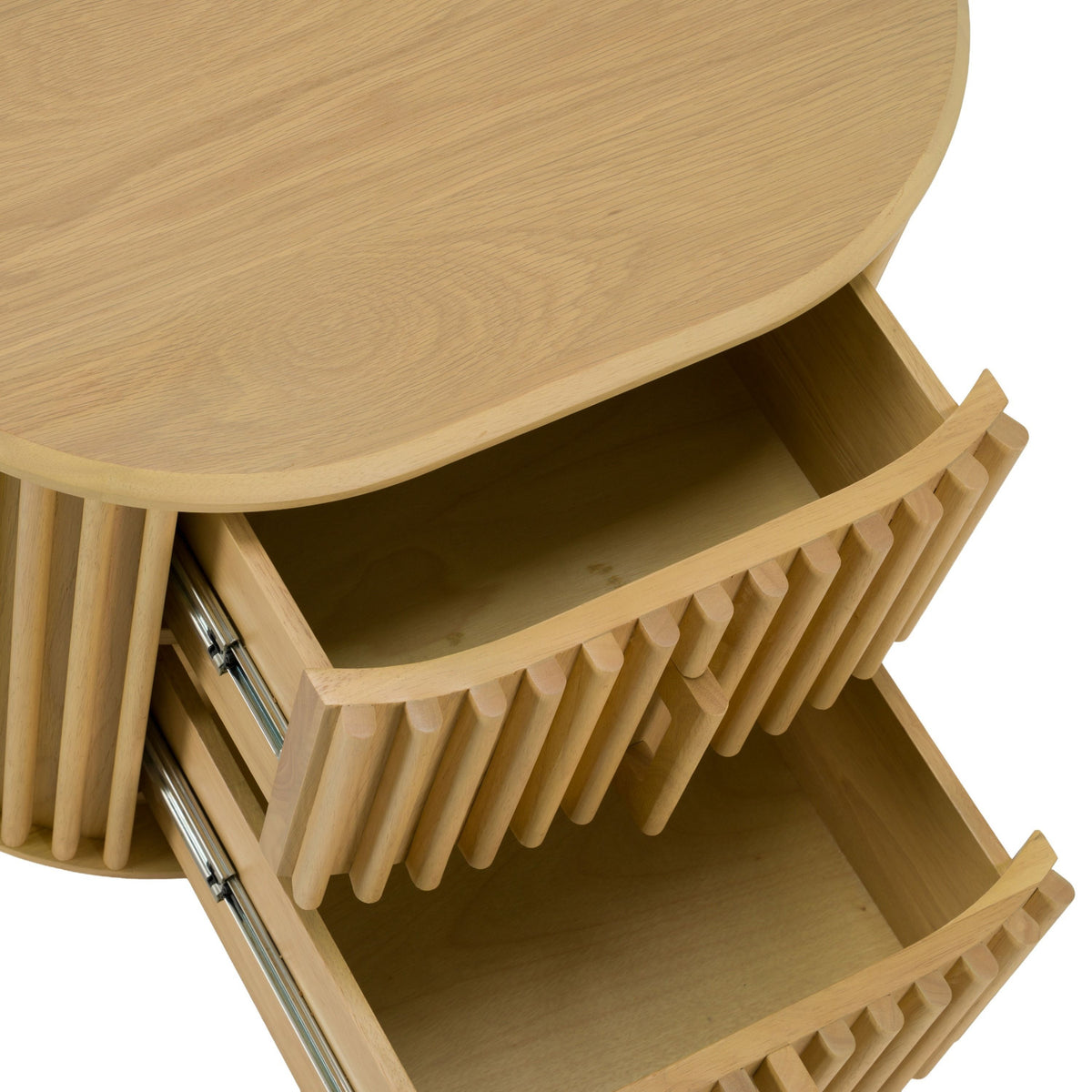 Oak Slatted 2-Drawer Nightstand | OROA Modern Kayce