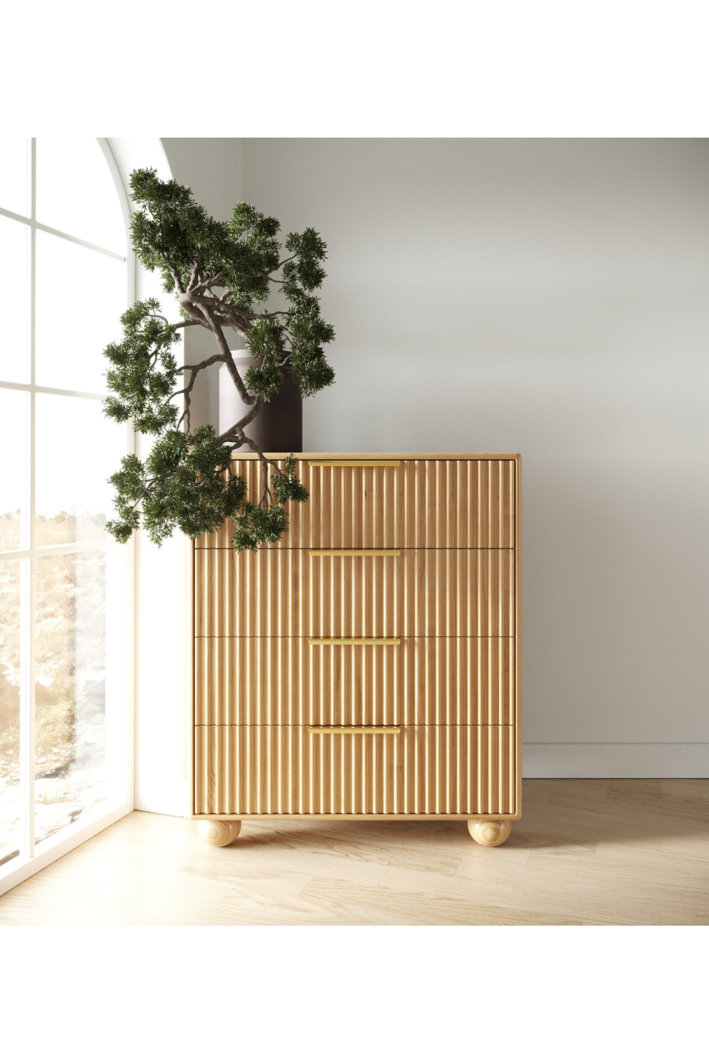 Fluted Oak 4-Drawer Chest | OROA Modern Winters | Oroa.com