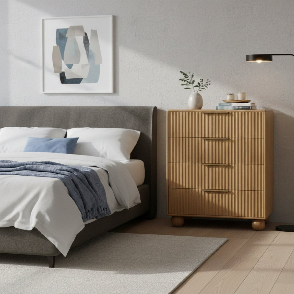 Fluted Oak 4-Drawer Chest | OROA Modern Winters | Oroa.com