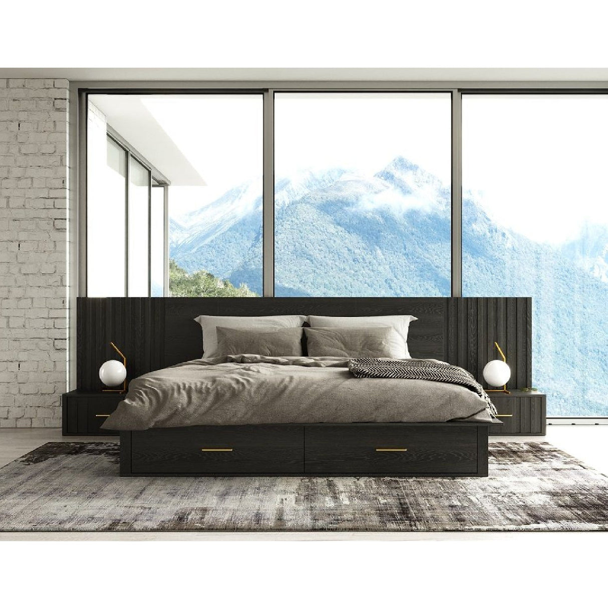 Dark Gray 2-Drawer Bed | OROA Modern Manchester | Oroa.com