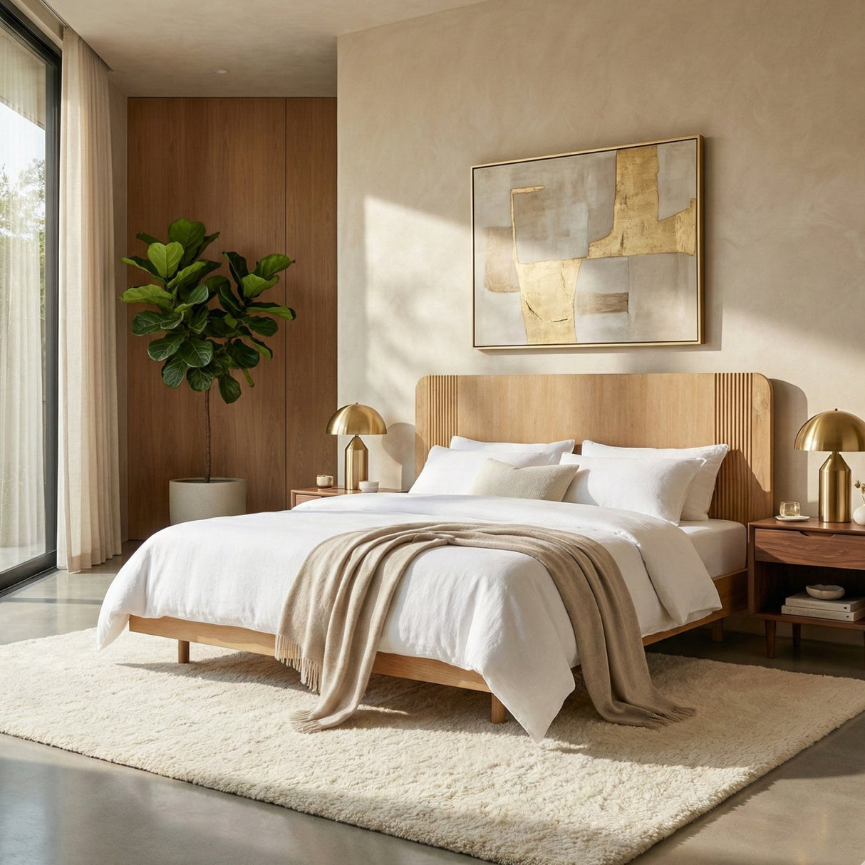 Natural Acacia Bed – Jacobson – angled view