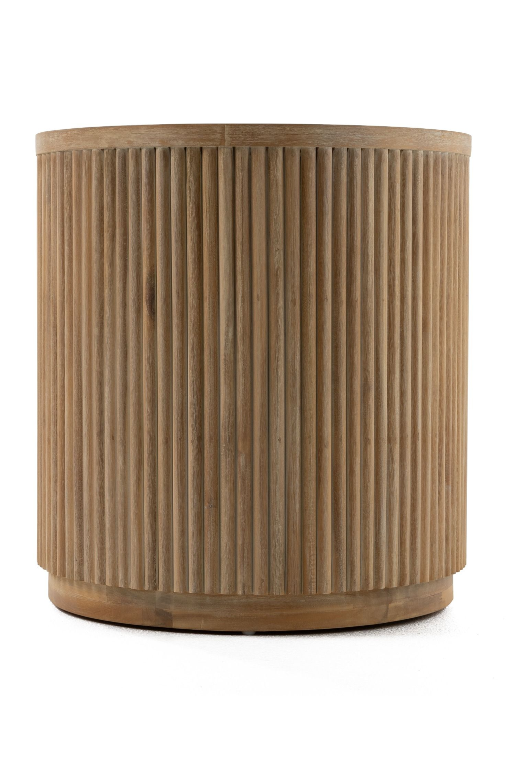Ribbed Natural Acacia 2-Drawer Nightstand | Oroa.com