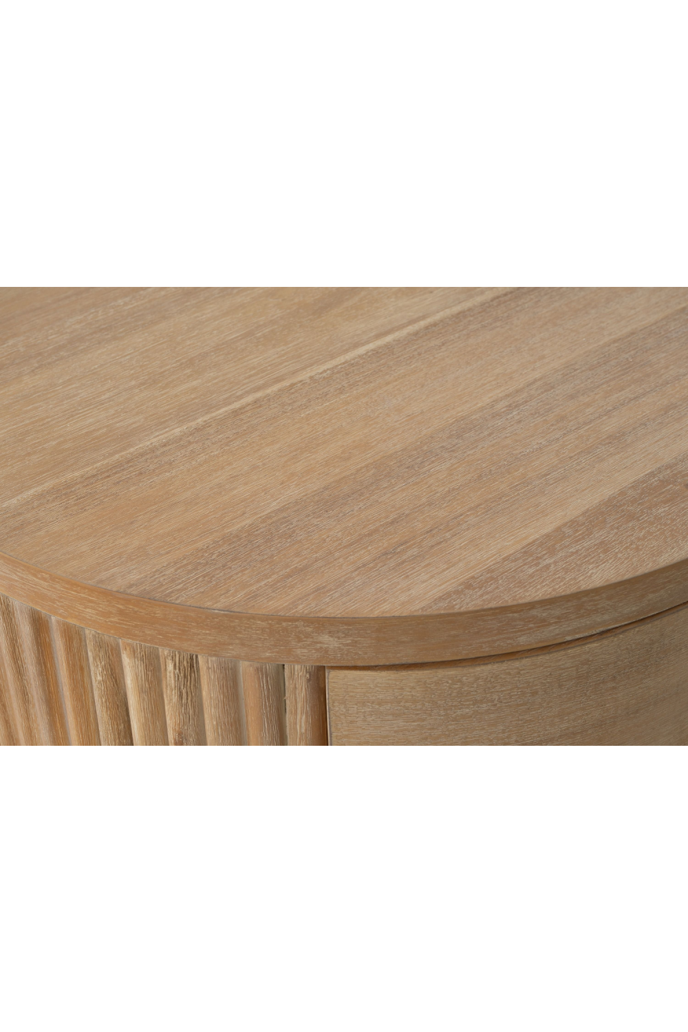 Ribbed Natural Acacia 2-Drawer Nightstand | Oroa.com
