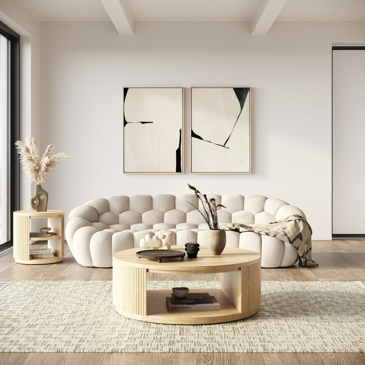 Natural Acacia Round Coffee Table | OROA Modern Jacobson | Oroa.com