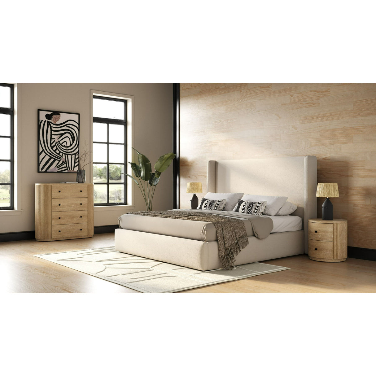 Ribbed Natural Acacia 4-Drawer Chest | Oroa.com