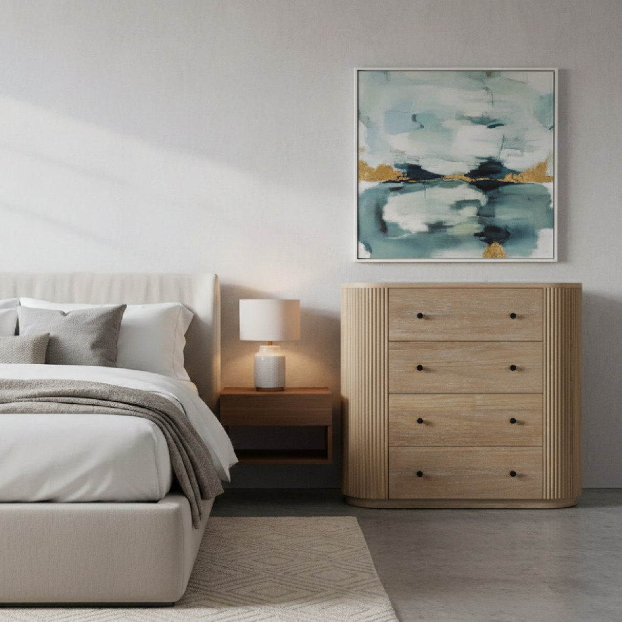 Ribbed Natural Acacia 4-Drawer Chest | OROA Modern Jacobson | Oroa.com