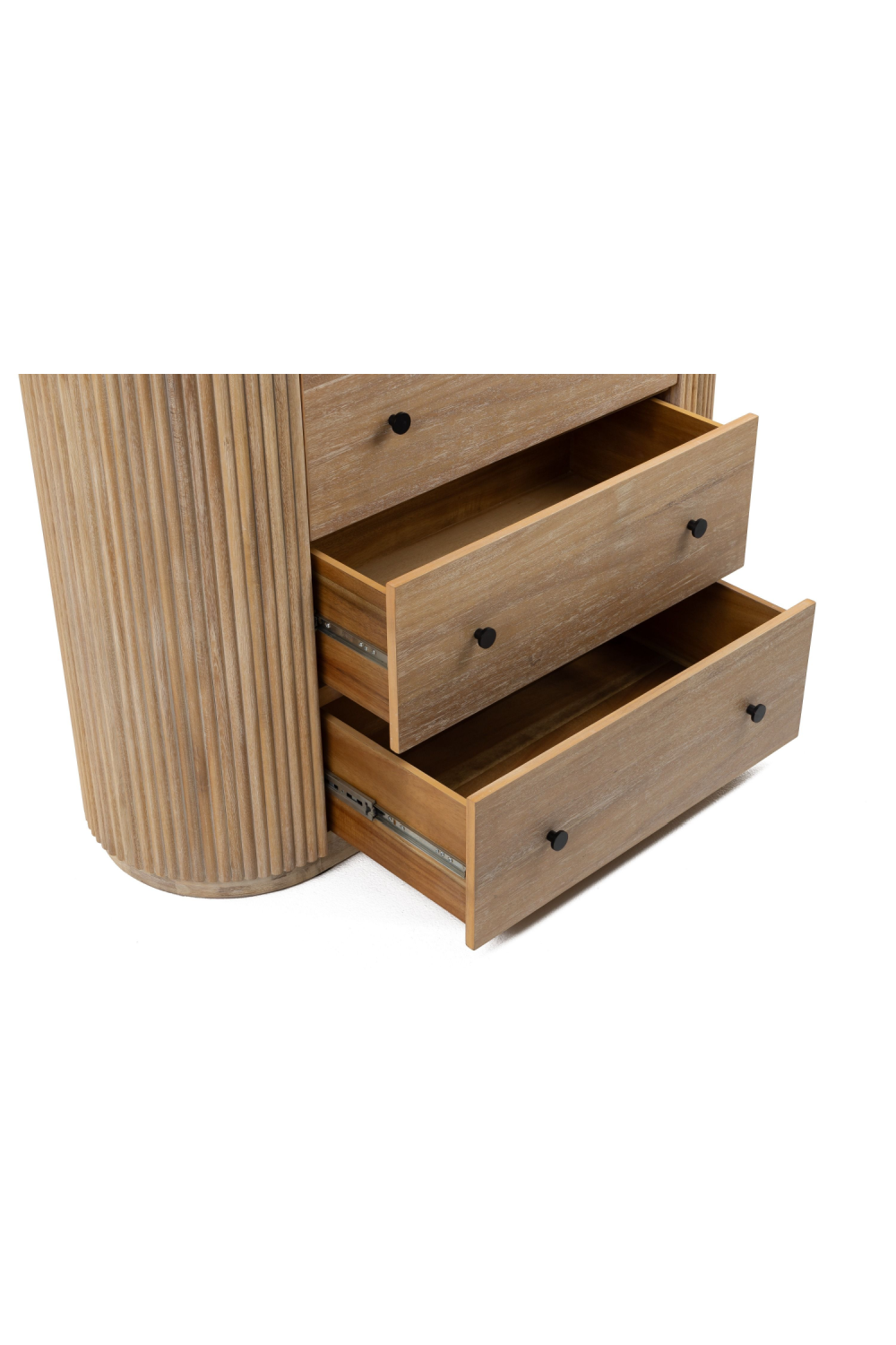 Ribbed Natural Acacia 4-Drawer Chest | OROA Modern | Oroa.com