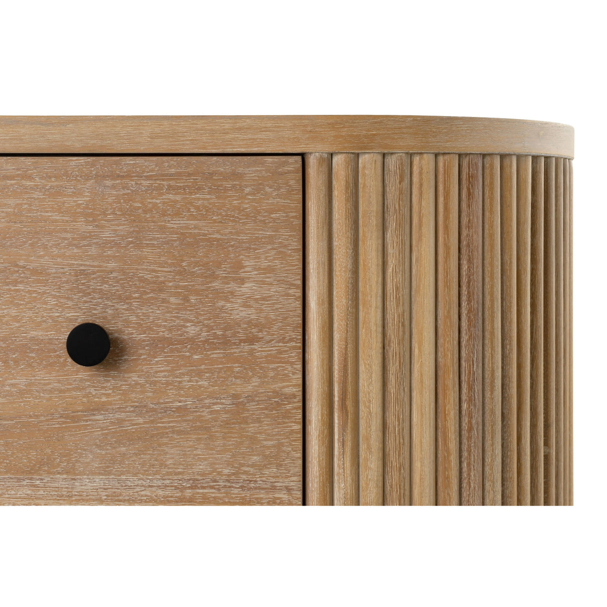 Ribbed Natural Acacia 4-Drawer Chest | Oroa.com