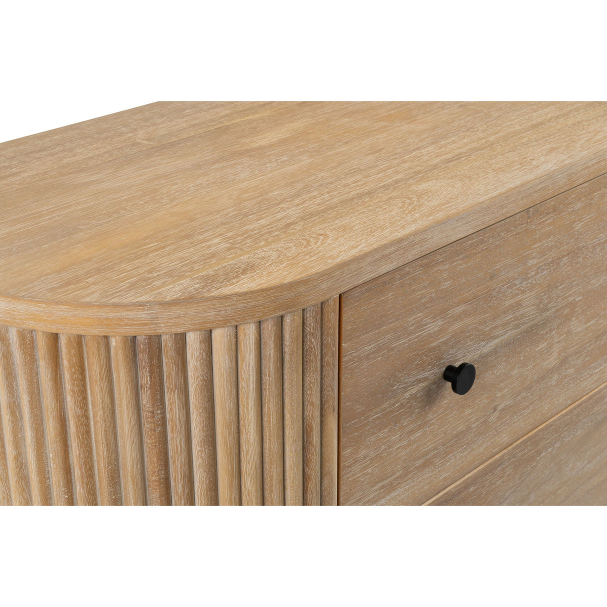 Ribbed Natural Acacia 4-Drawer Chest | Oroa.com