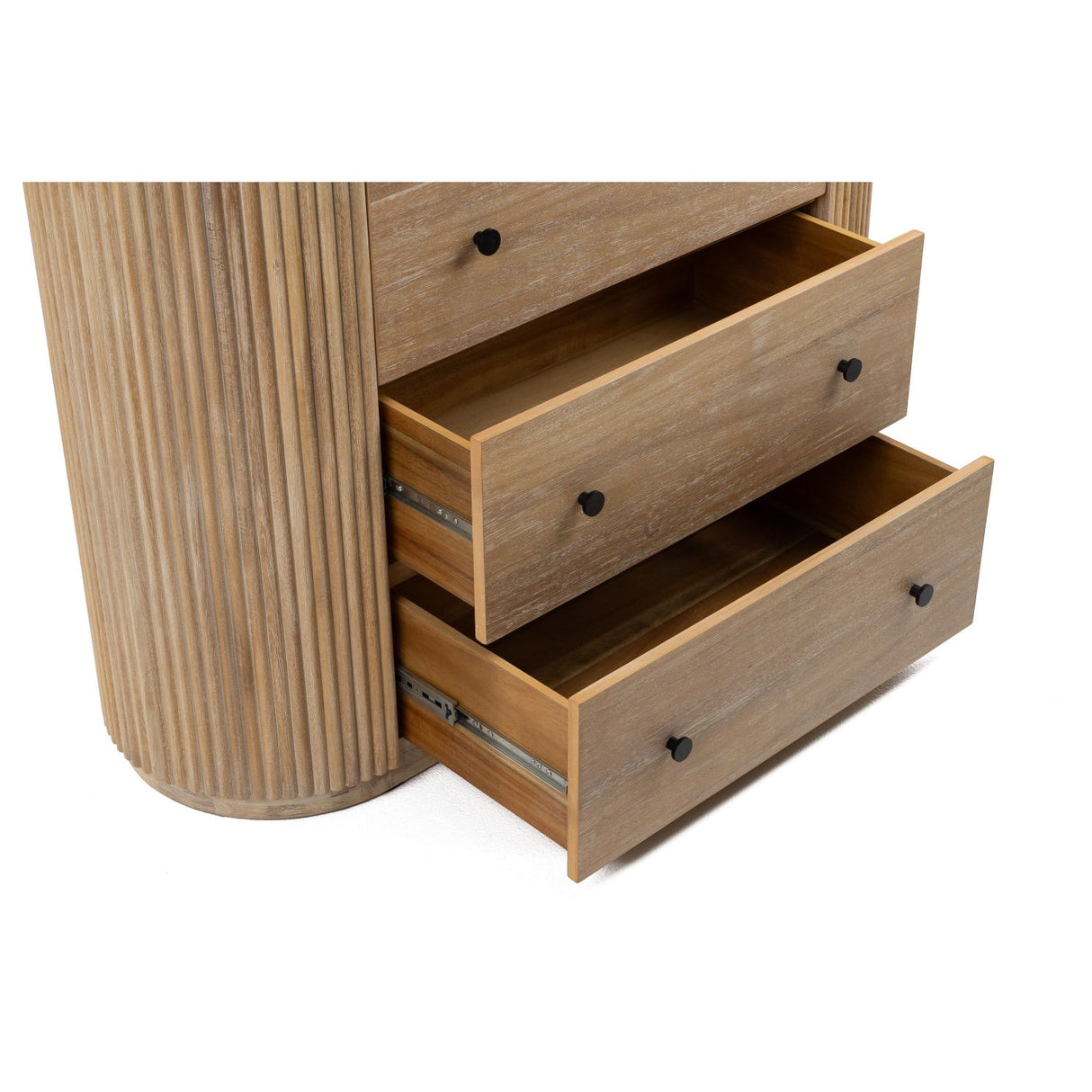 Ribbed Natural Acacia 4-Drawer Chest | OROA Modern Jacobson | Oroa.com