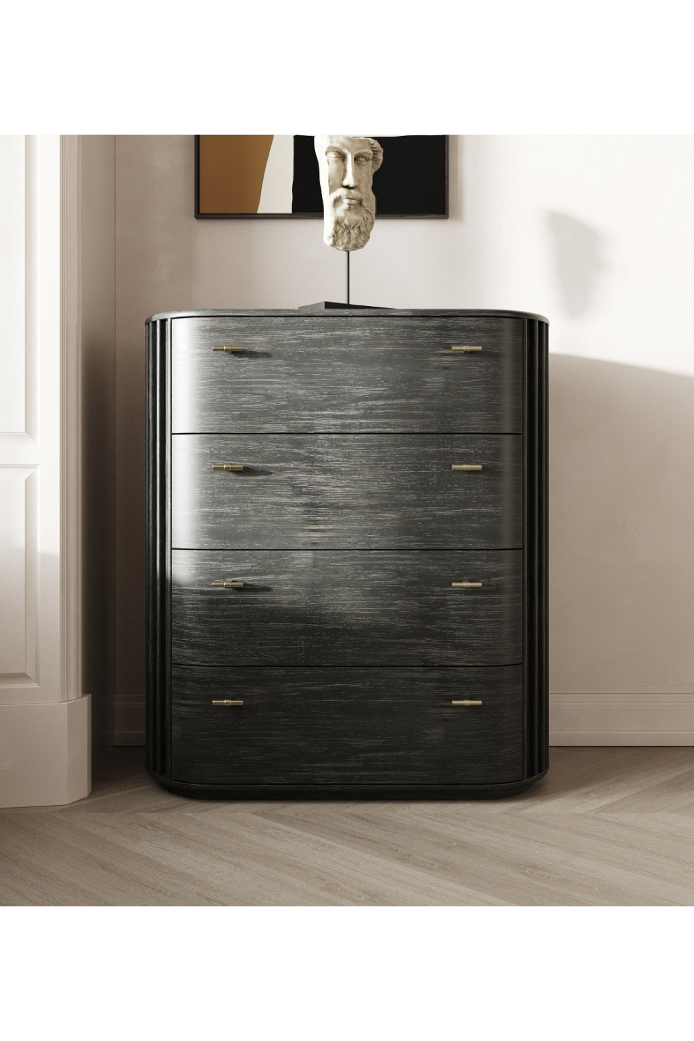 Black Acacia 4-Drawer Chest | Oroa.com
