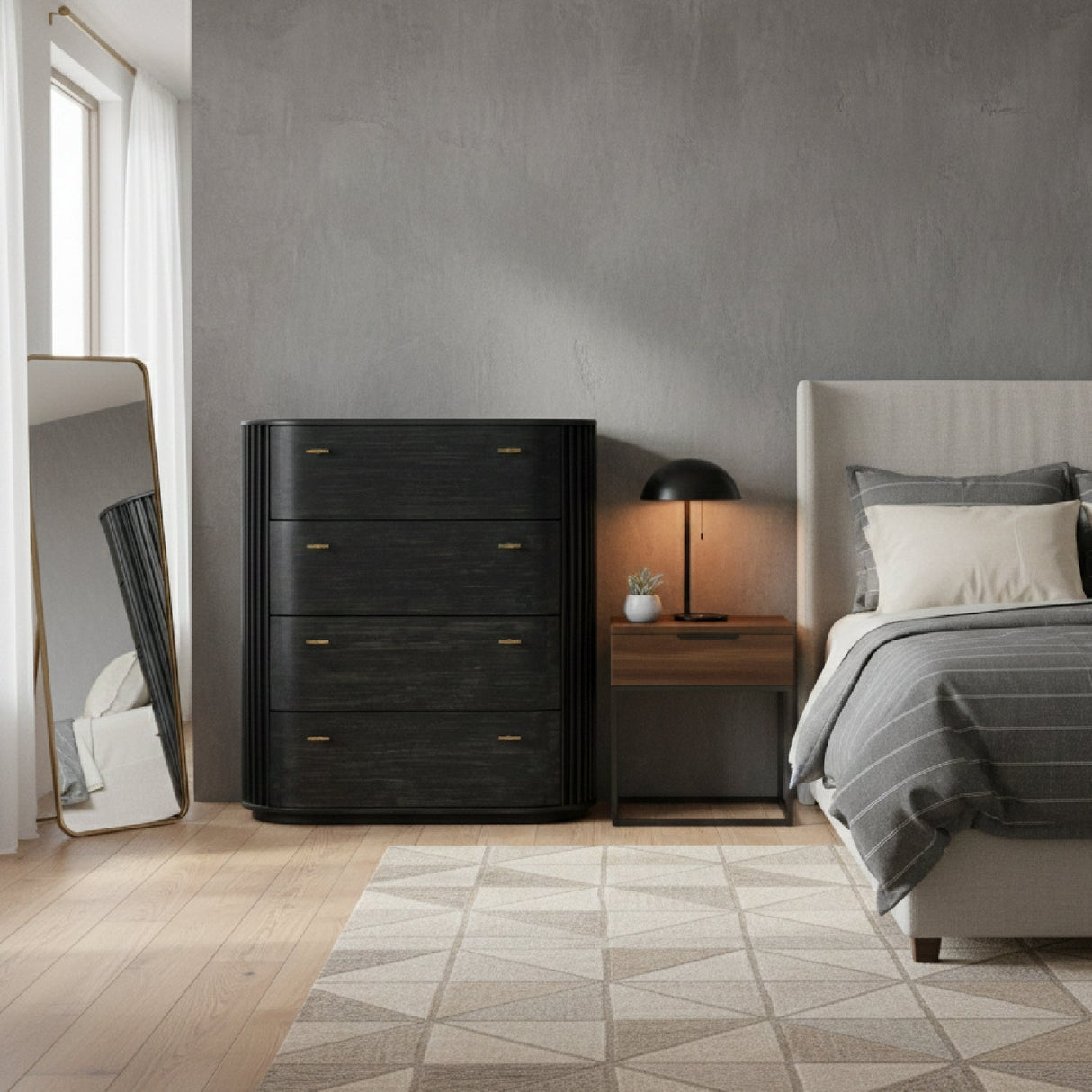 Black Acacia 4-Drawer Chest | OROA Modern Fields | Oroa.com