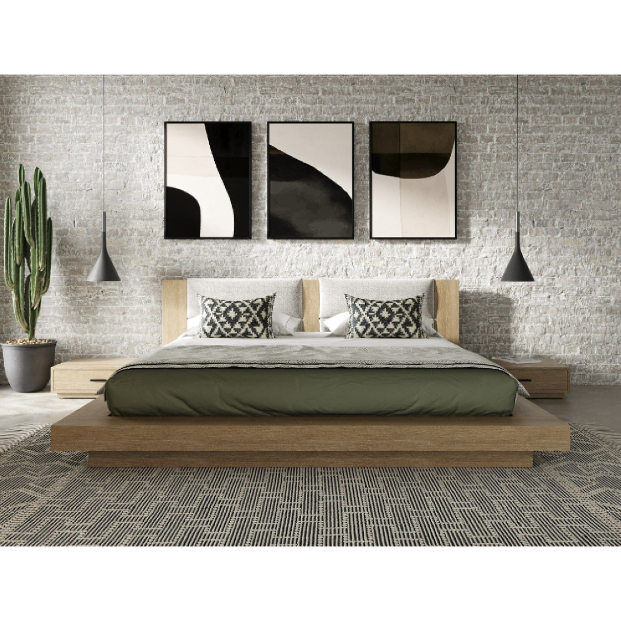 Walnut Bed with 2 Nightstands | OROA Modern Fantasia | Oroa.com
