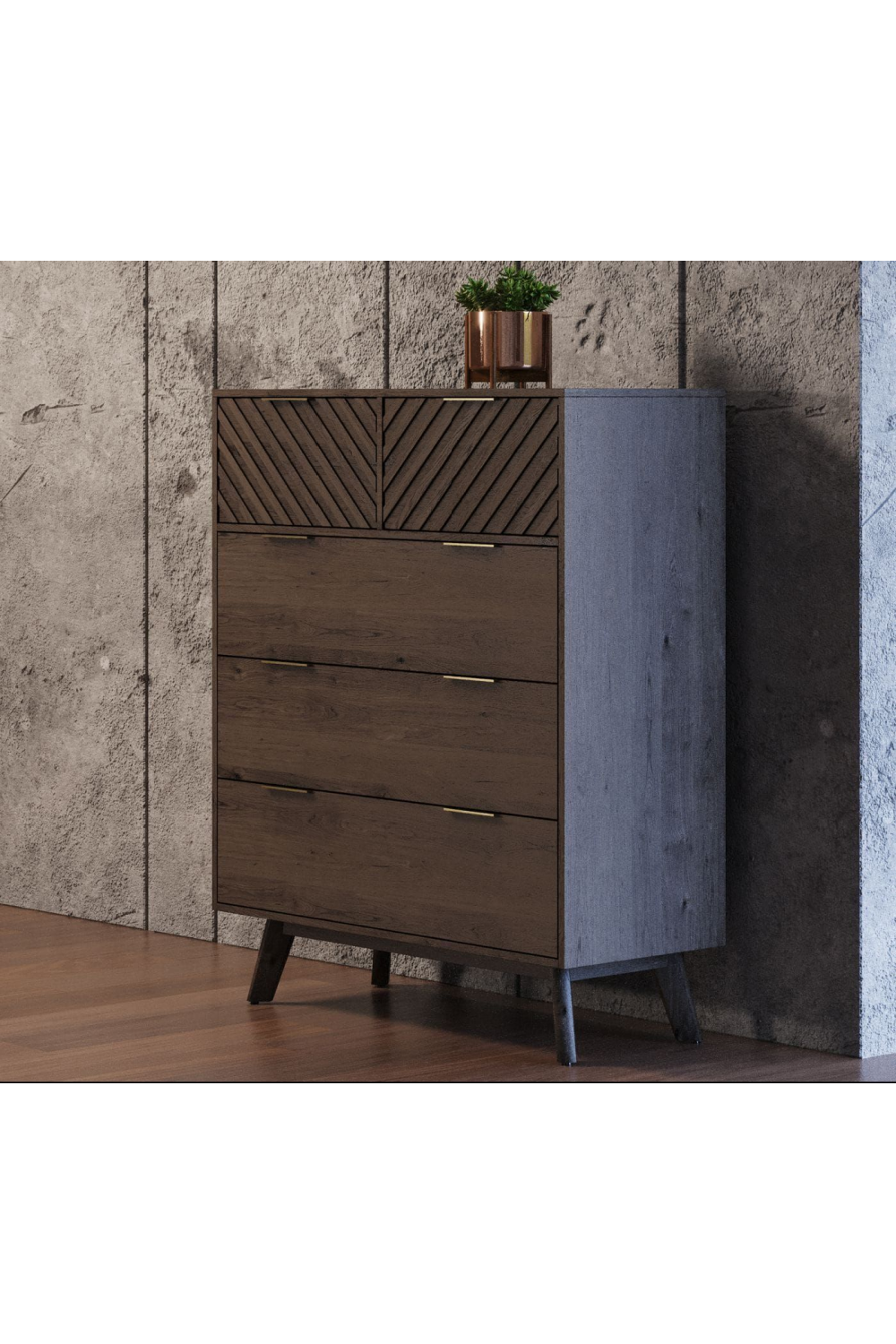 Acacia Chevron 5-Drawer Chest | OROA Modern Daisy | Oroa.com