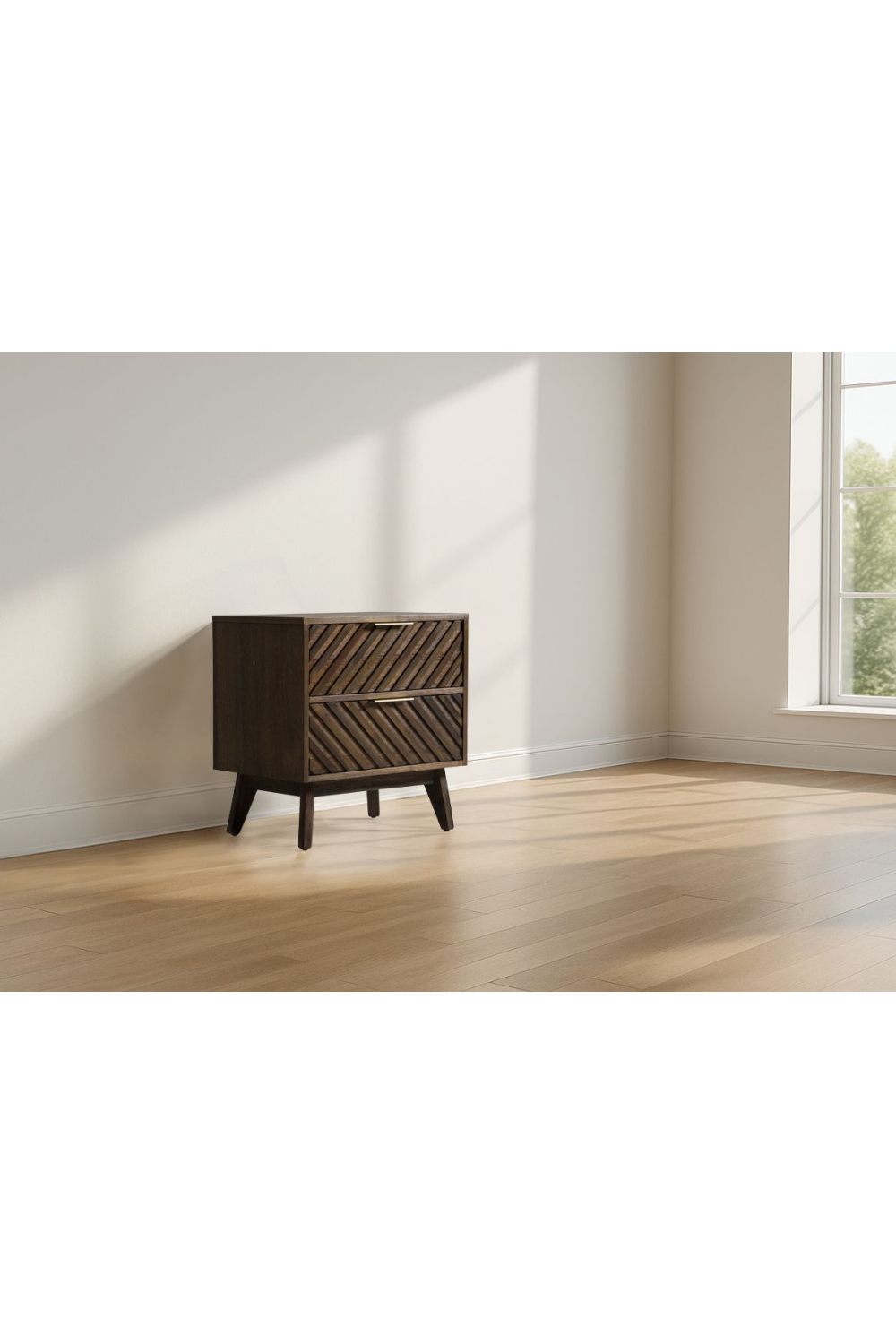 Acacia Chevron 2-Drawer Nightstand | Oroa.com