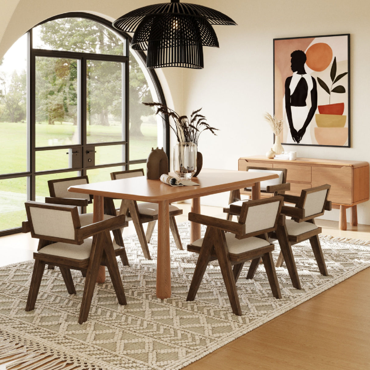 Natural Acacia Dining Table – Rhea – angled view
