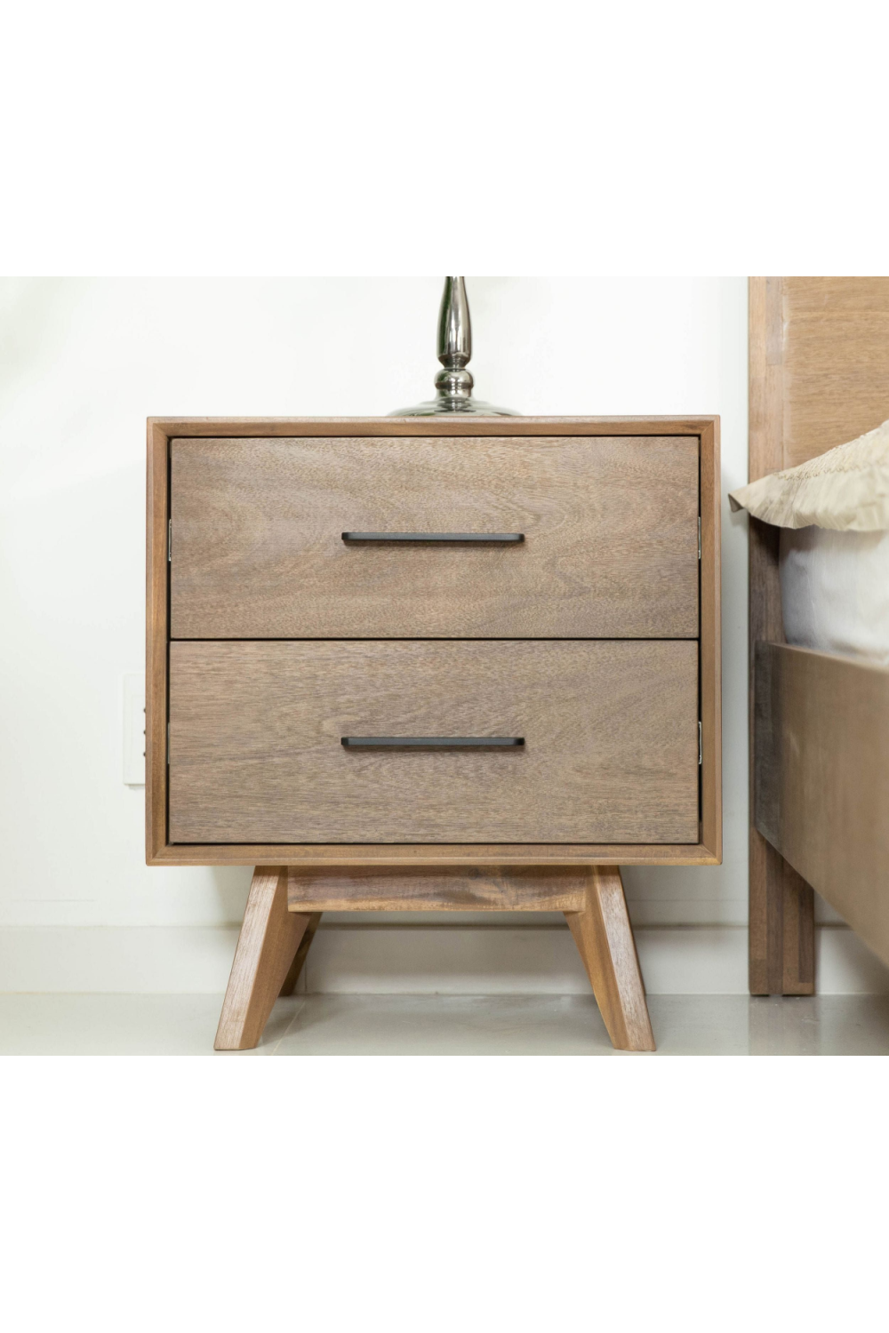 2-Drawer Acacia Wood Nightstand | OROA Modern Claire | Oroa.com