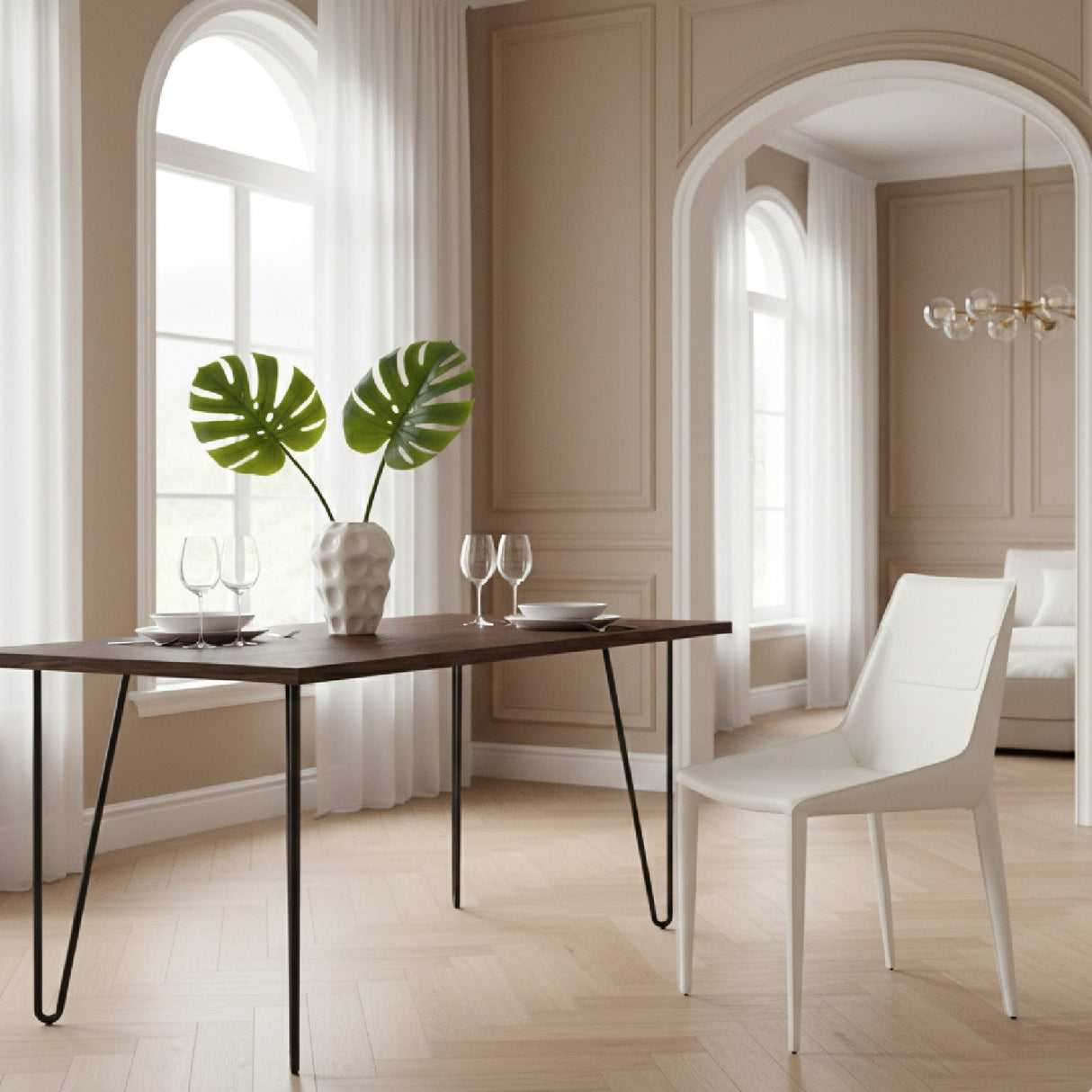 Saddle Leather Dining Chairs (2) – Halo – angled view