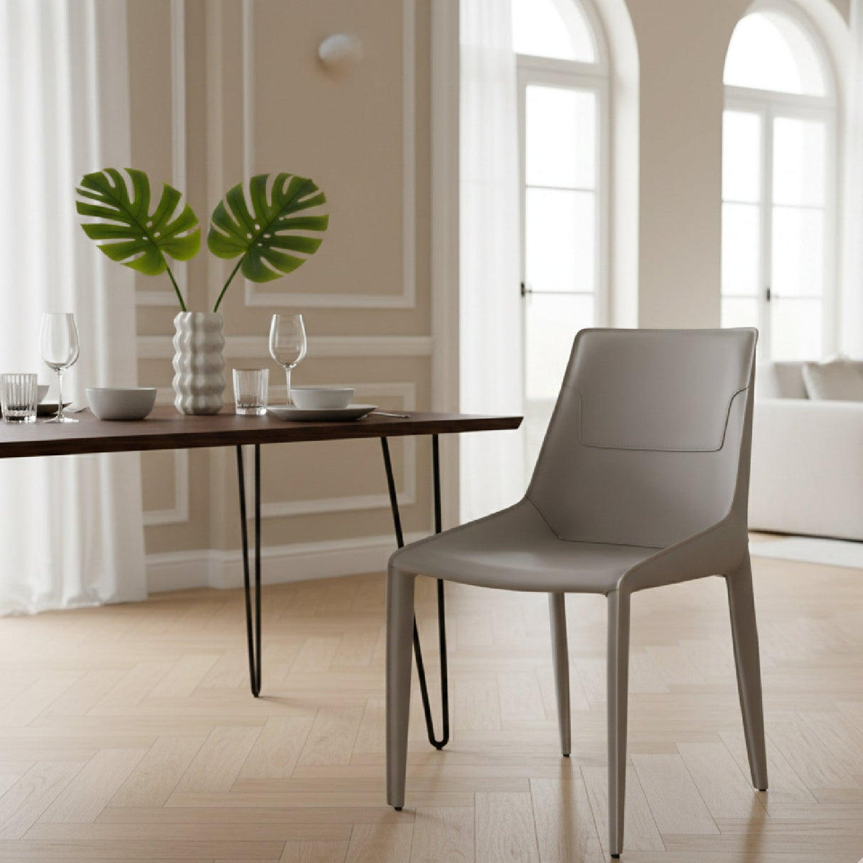Saddle Leather Dining Chairs (2) | OROA Modern Halo