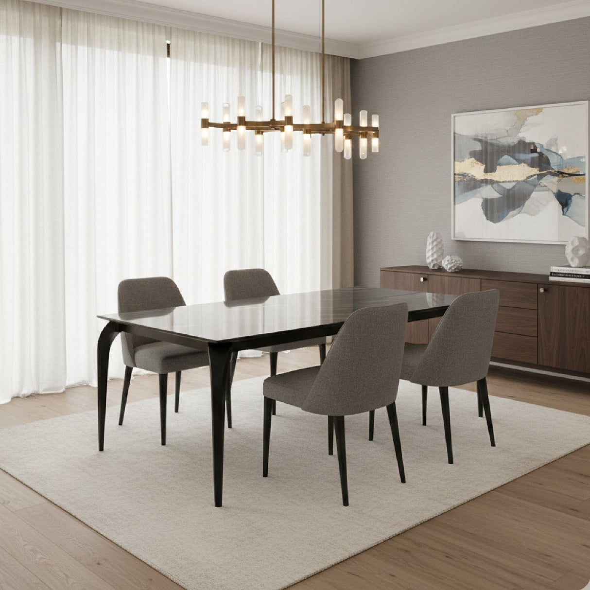 Black Ceramic Extendable Dining Table – Alberta – angled view