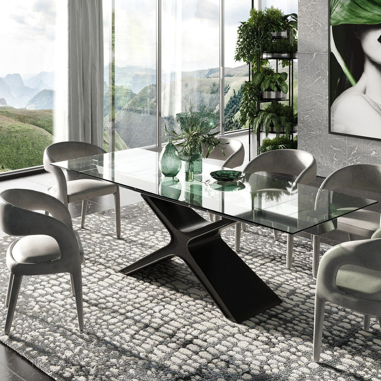 Black Glass Extendable Dining Table | OROA Modern Adler