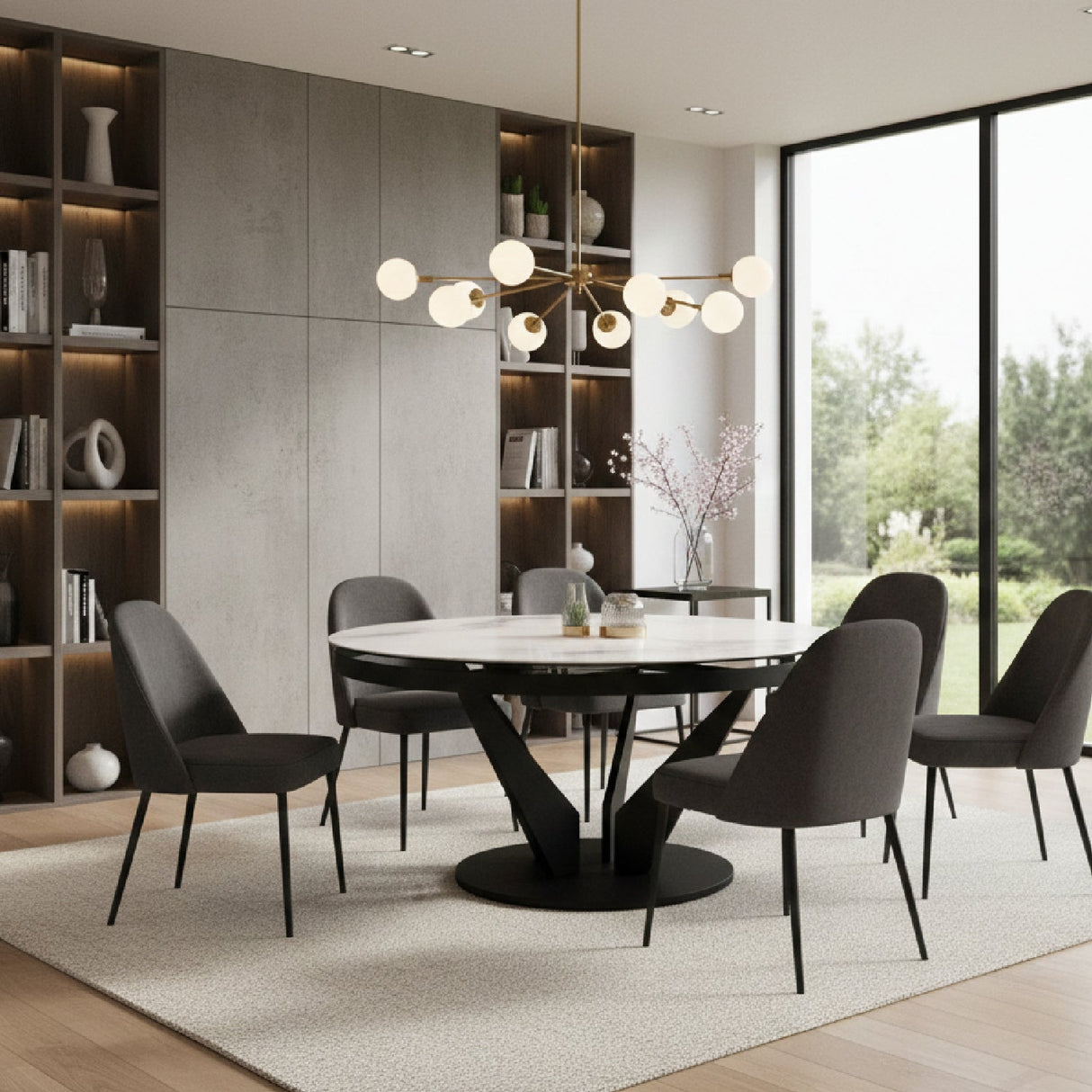Oval Ceramic Extendable Dining Table – Alberta – angled view