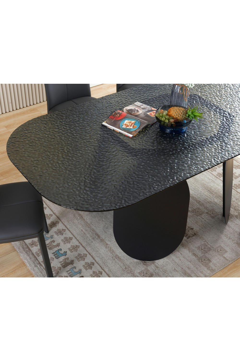 Hammered Gray Glass Dining Table | Oroa.com