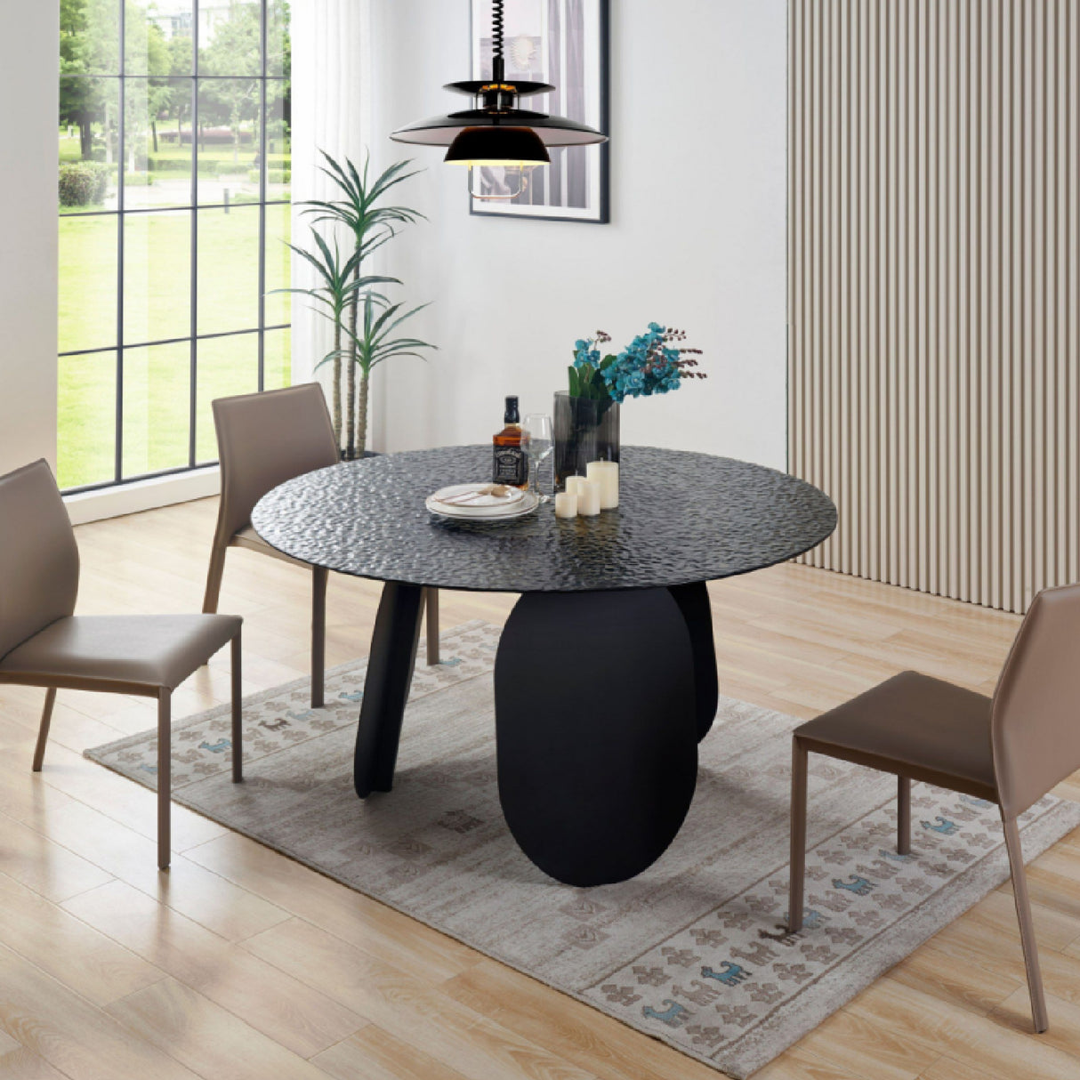 Round Gray Glass Dining Table | Oroa.com