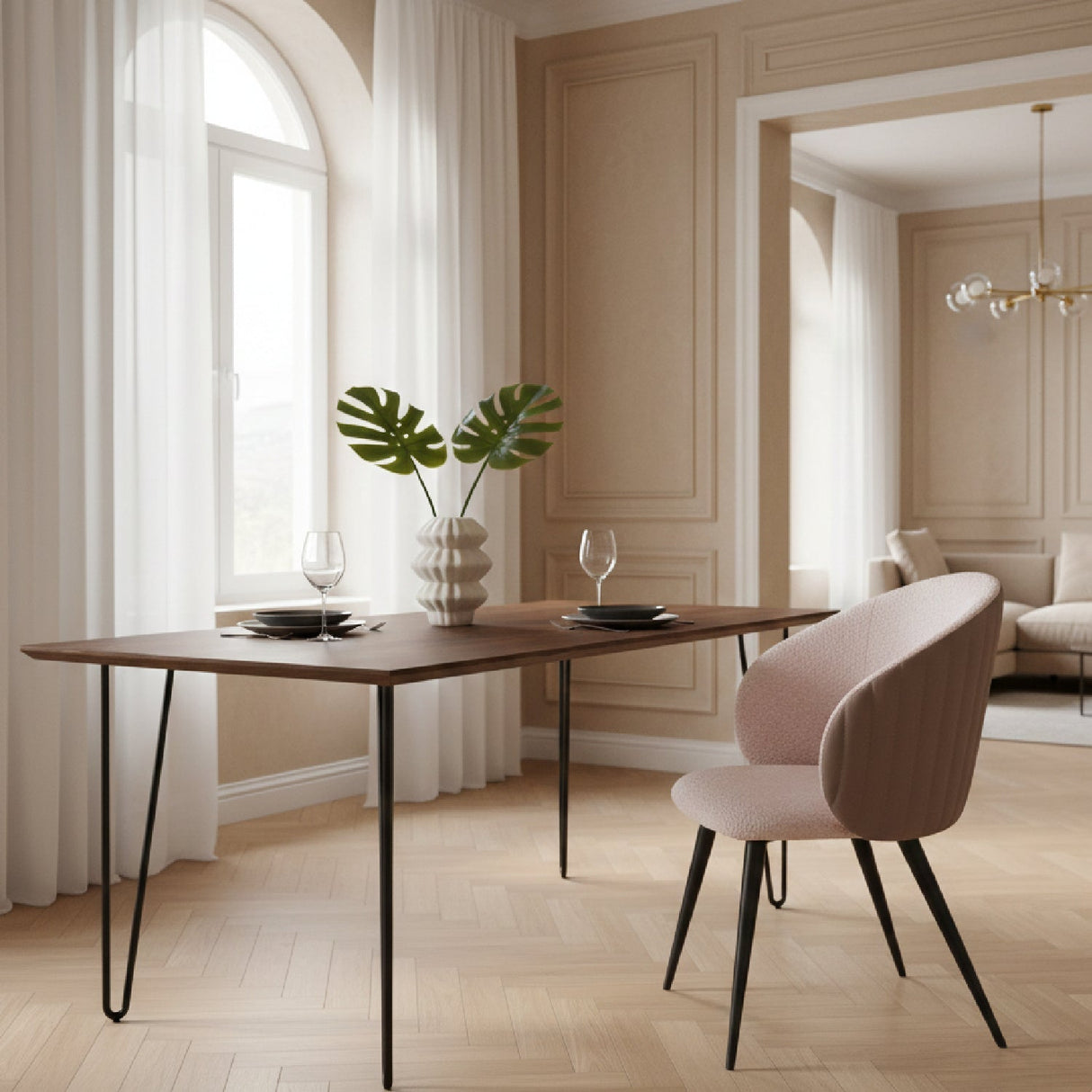 Gray & Pink Dining Chair – Marnie – angled view