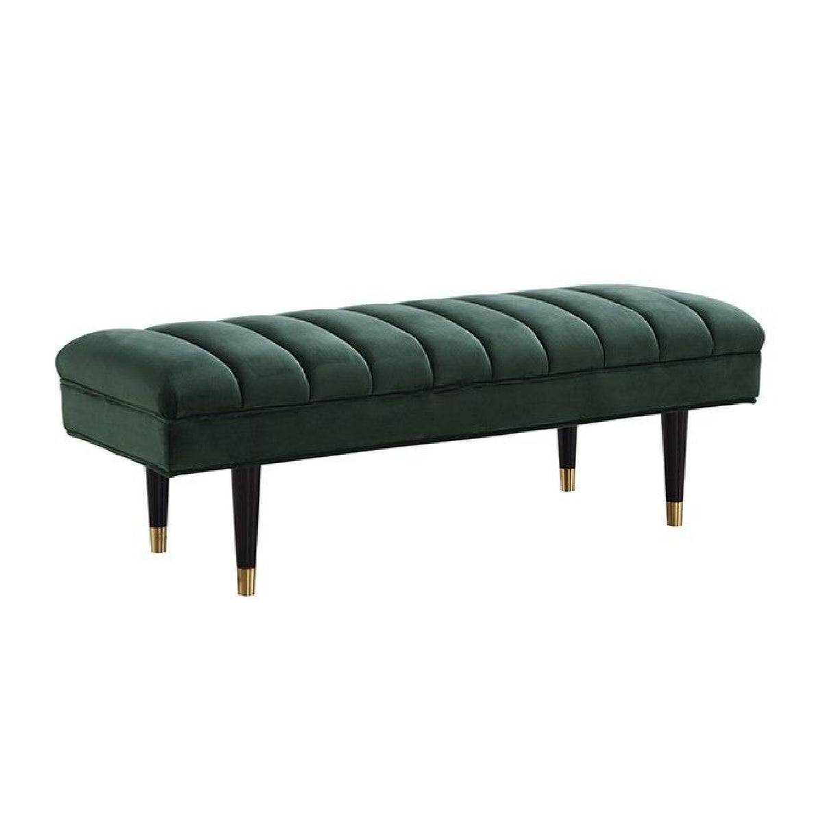 Channeled Green Velvet Bench | OROA Modern Ritner