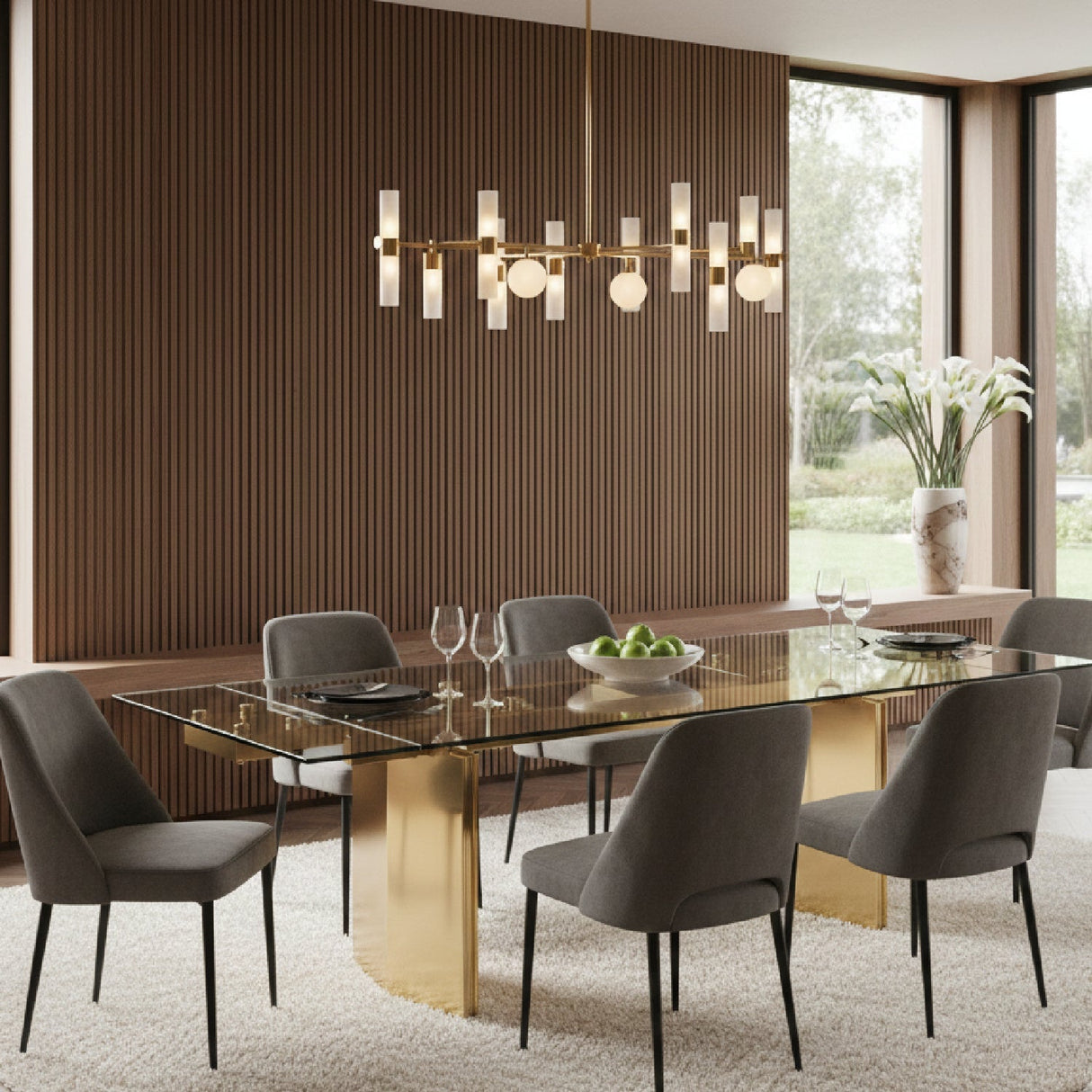 Glass Extendable Dining Table – Nassim – angled view