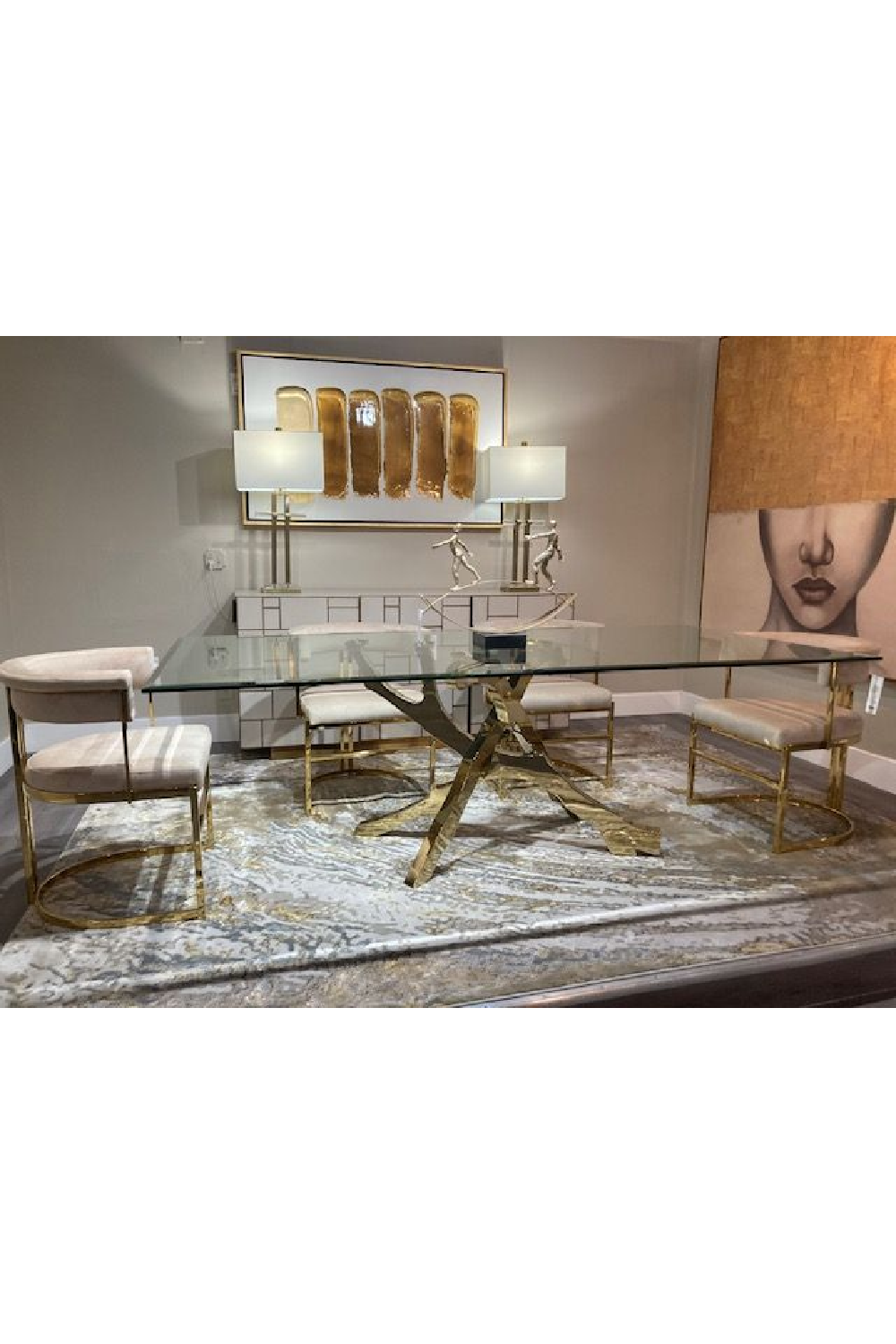 Beige Velvet Gold Dining Frame | OROA Modern Munith | Oroa.com