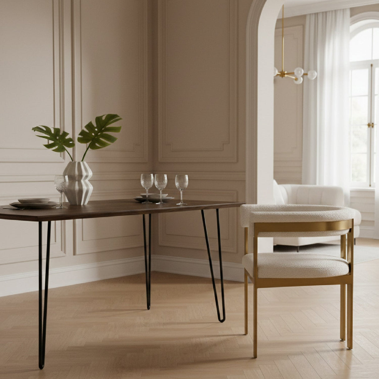 Beige Sherpa Dining Chair | OROA Modern Pontiac