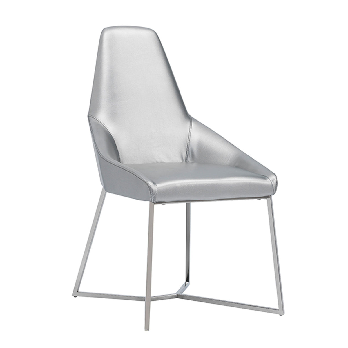 Silver Vegan Leather Dining Chairs (2) | OROA Modern Sarah