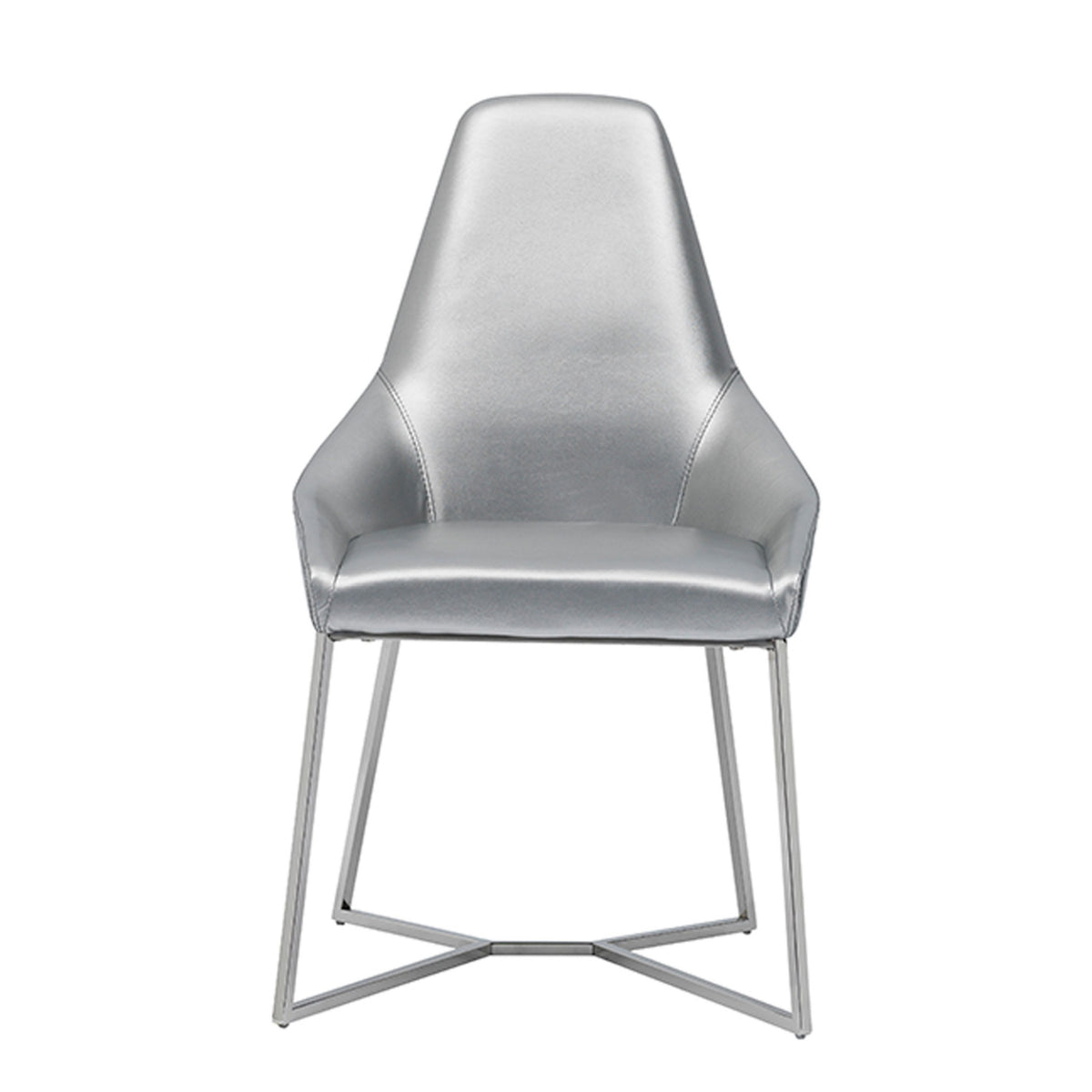 Silver Vegan Leather Dining Chairs (2) | OROA Modern Sarah