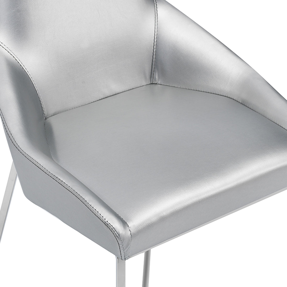 Silver Vegan Leather Dining Chairs (2) | OROA Modern Sarah