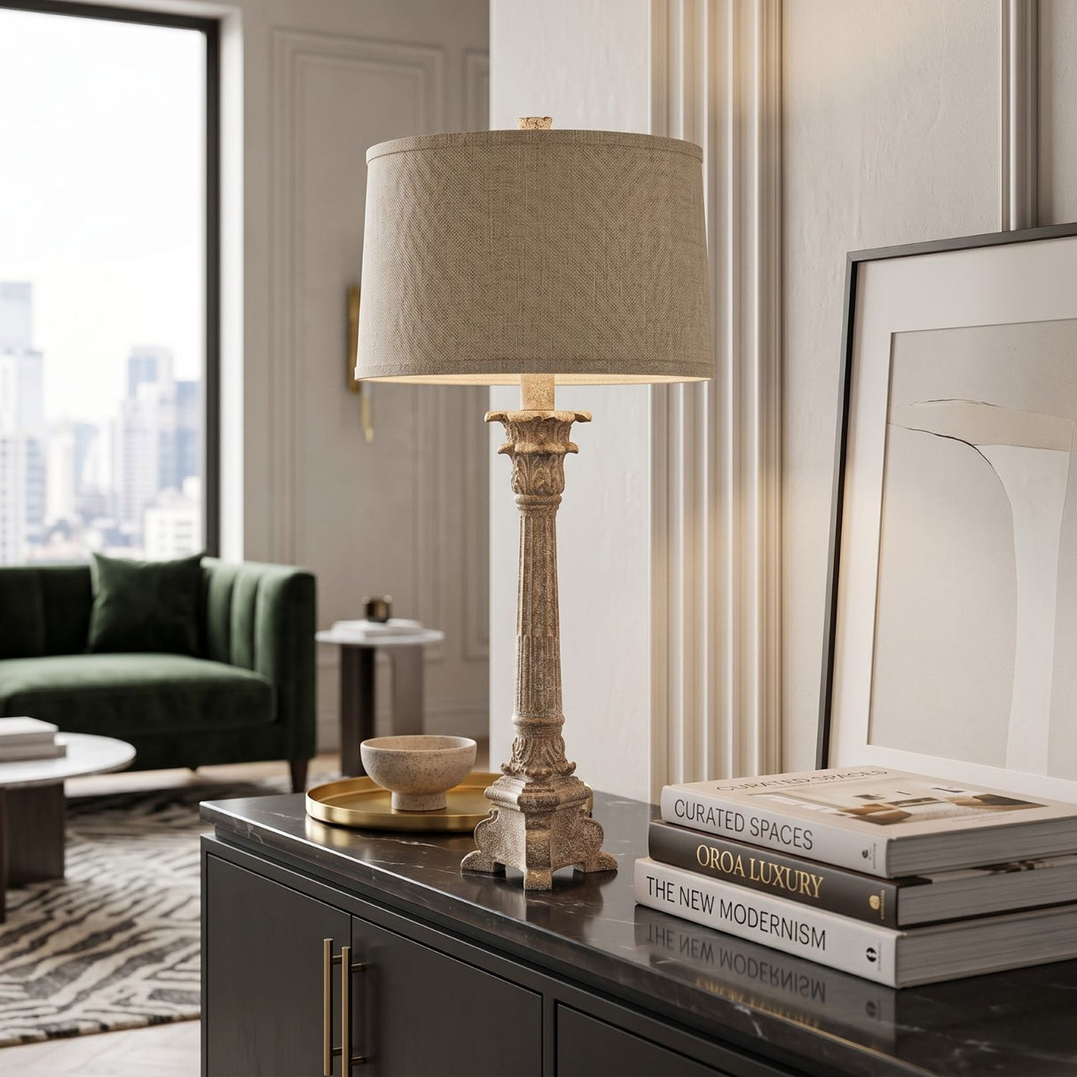 Modern furniture - Beige Cotton Table Lamp - www.oroa.com | Oroa.com