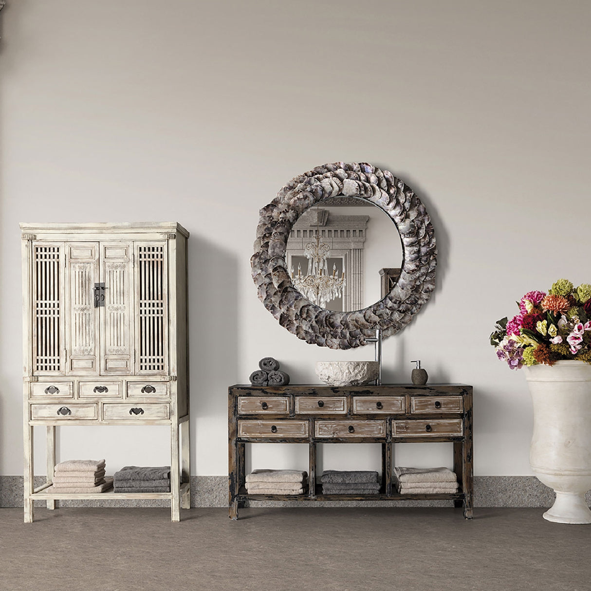 Modern European furniture - Oyster Shell Round Mirror - www.oroa.com | Oroa.com