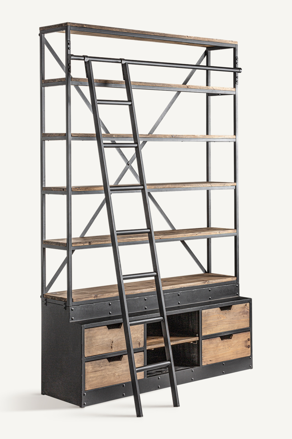 Iron Framed Bookcase with Ladder | Oroa.com