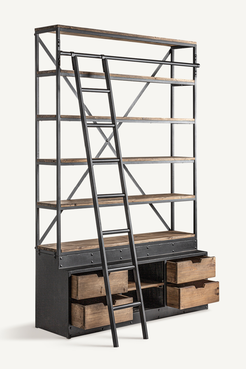 Iron Framed Bookcase with Ladder | Oroa.com
