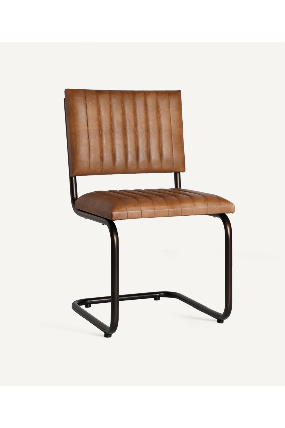 Brown Leather Cantilevered Dining Chair | Vical Home Chadron | Oroa.com