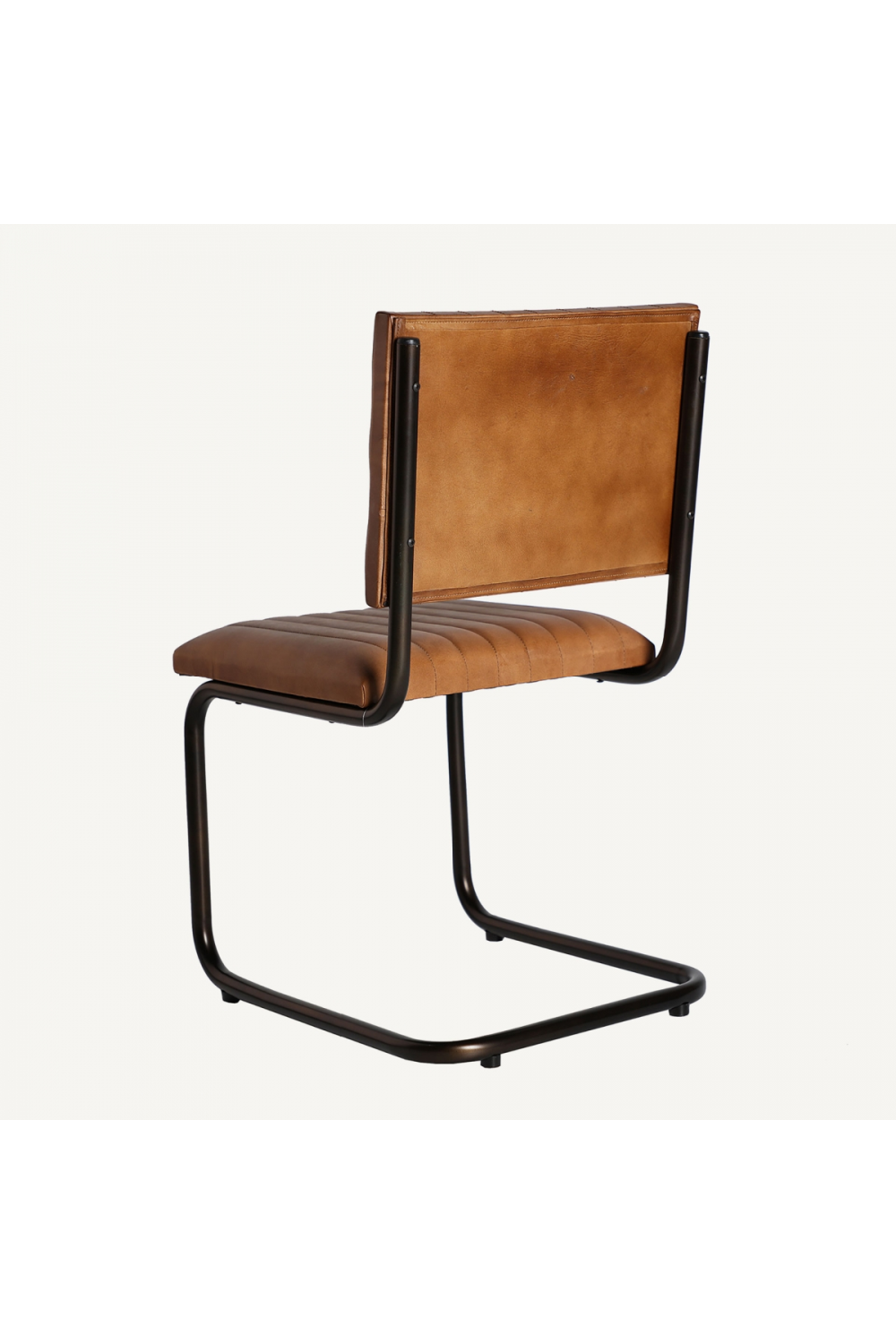 Brown Leather Cantilevered Dining Chair | Vical Home Chadron | Oroa.com