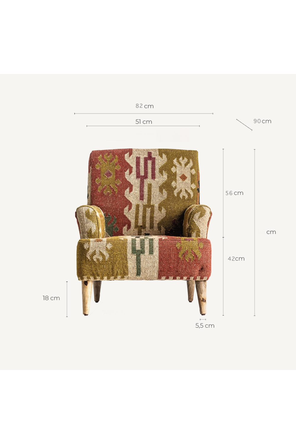 Kilim Print Jute Armchair | Vical Home Sveta | Oroa.com