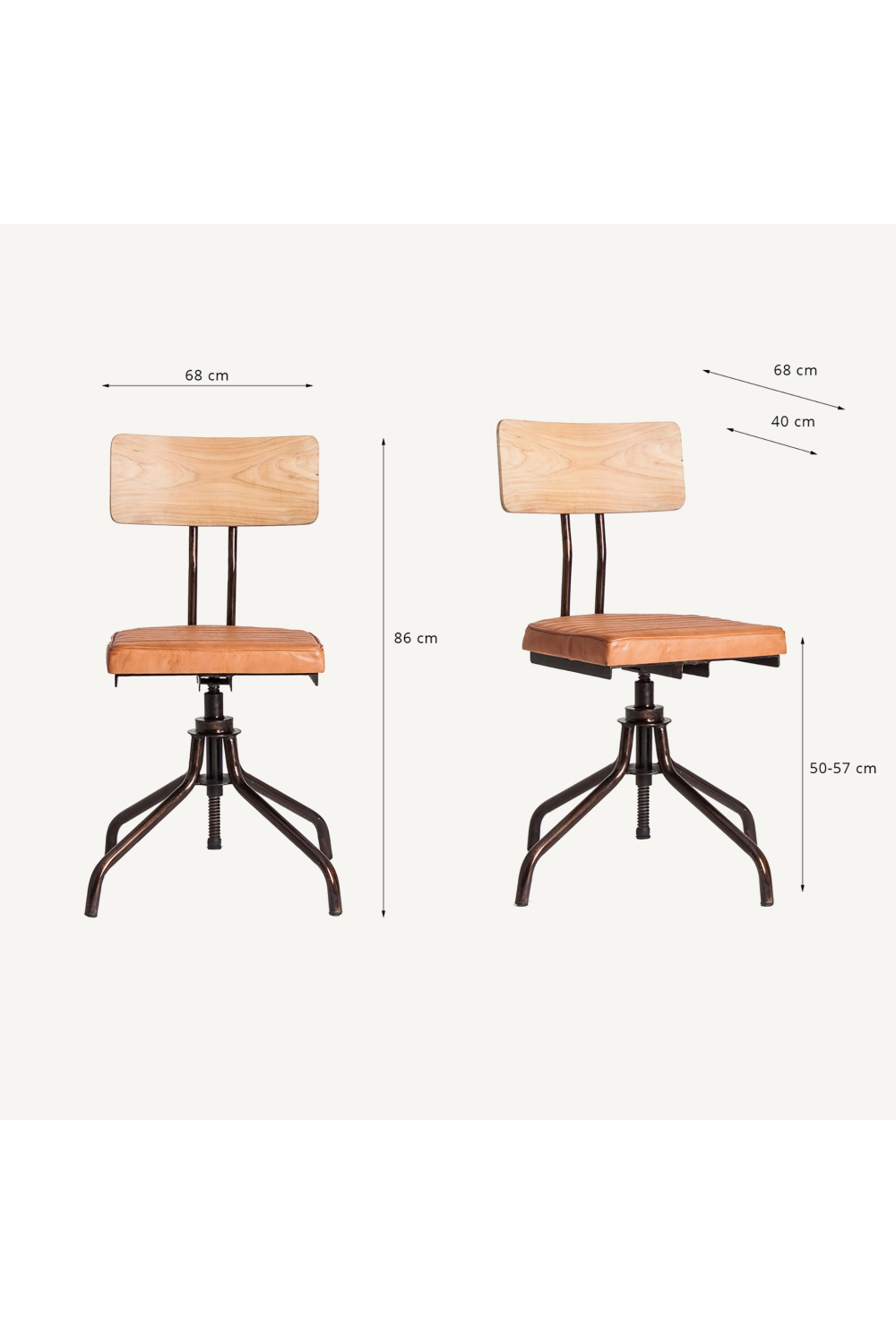 Brown Leather Swivel Chair (2) | Vical Home Stryi | Oroa.com