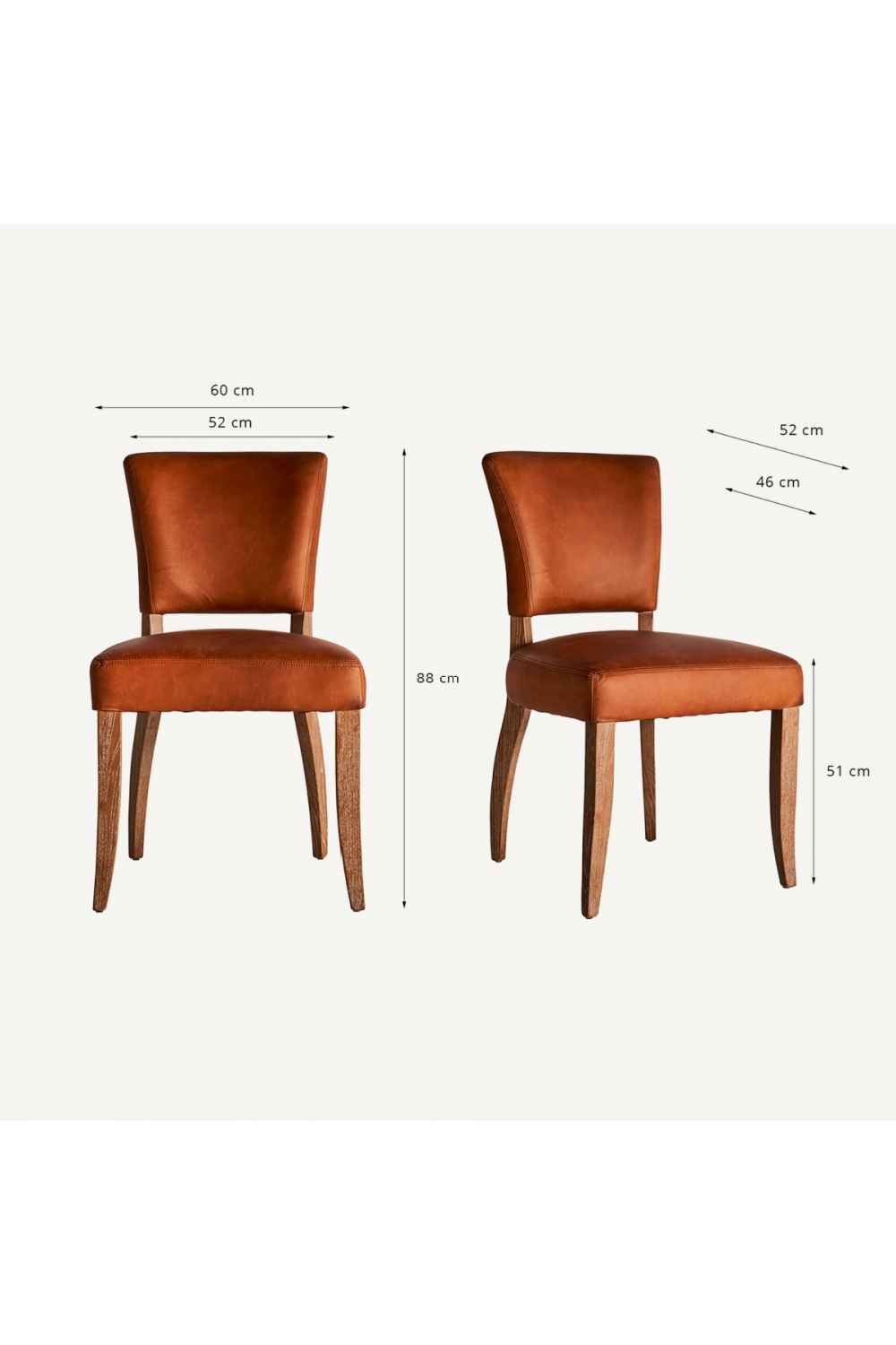 Brown Leather Dining Chair (2) | Vical Home Tolla | Oroa.com