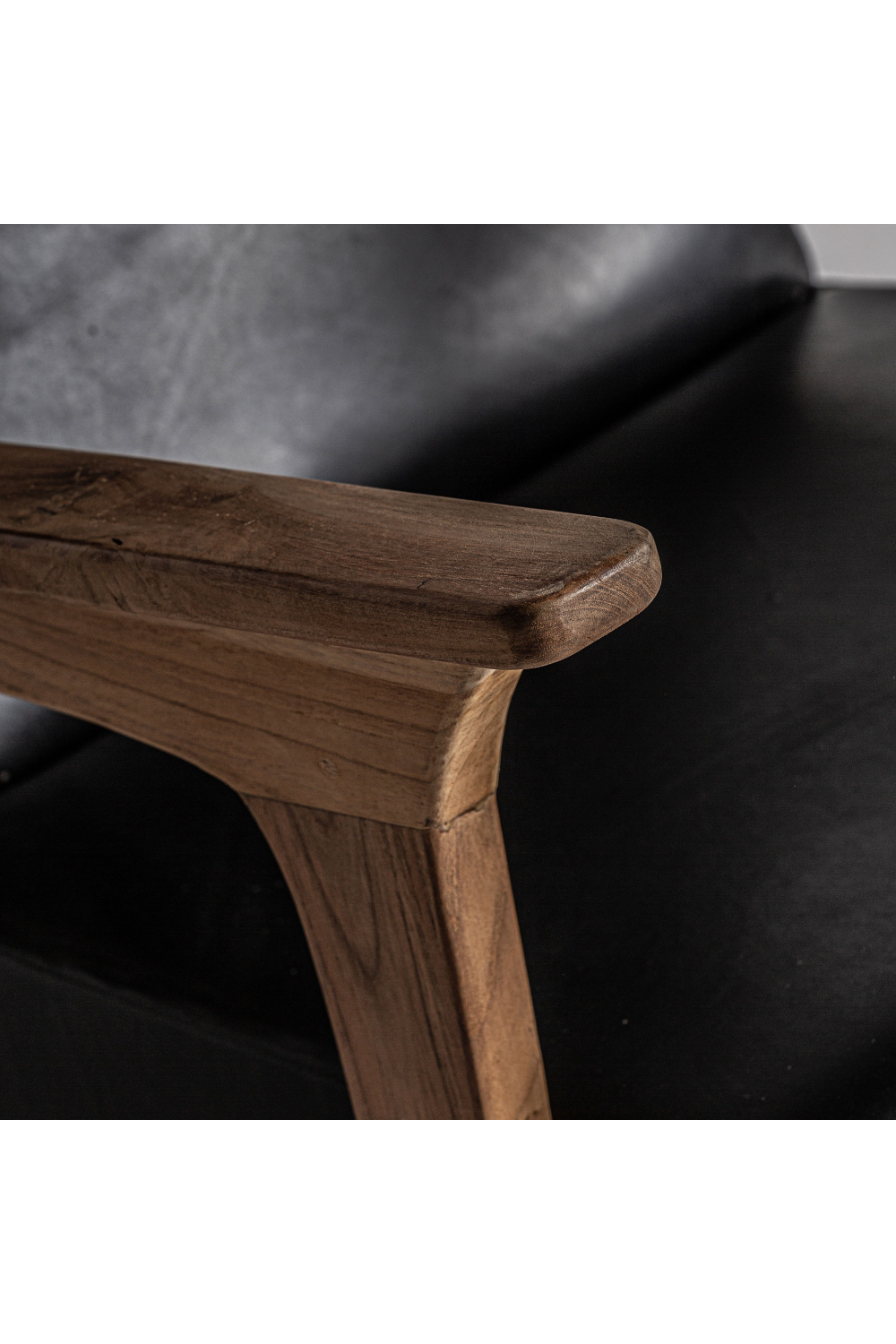 Black Leather Teak Accent Chair | Vical Home Crans | Oroa.com