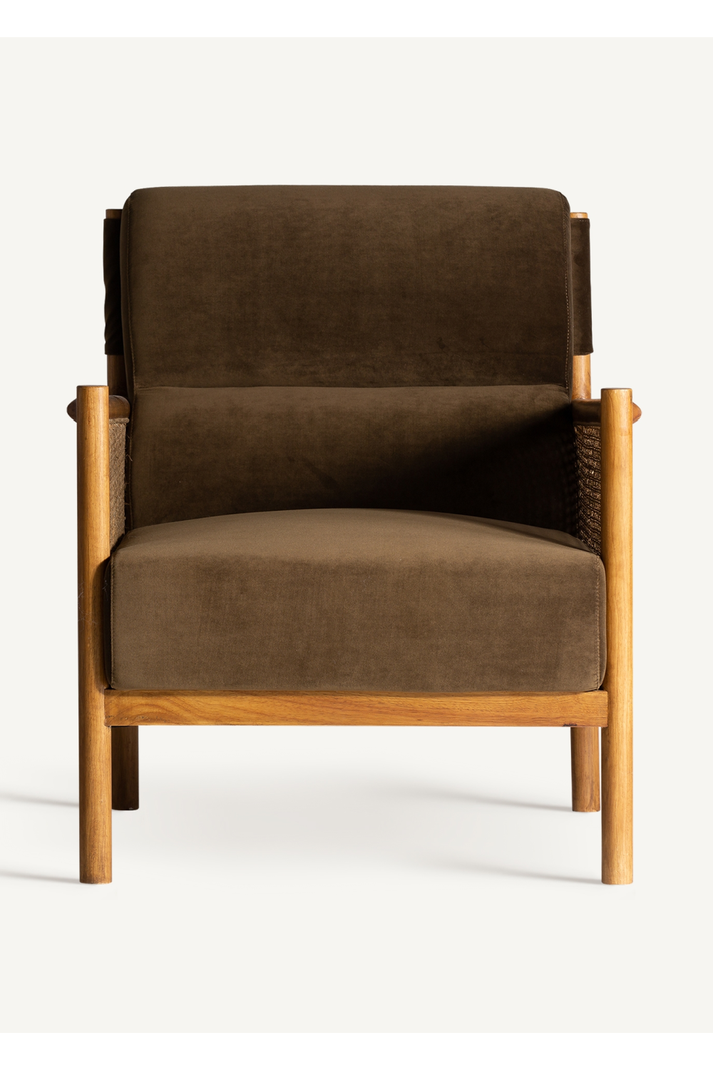 Brown Velvet Rattan Armchair | Vical Home Velburg | Oroa.com