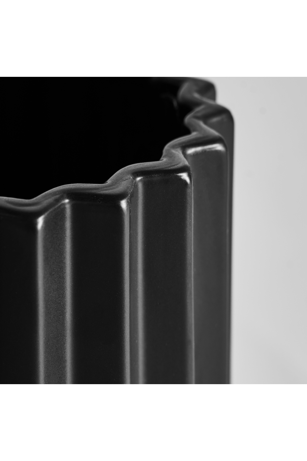 Black Stone Fluted Vase | Vical Home Plissé | Oroa.com