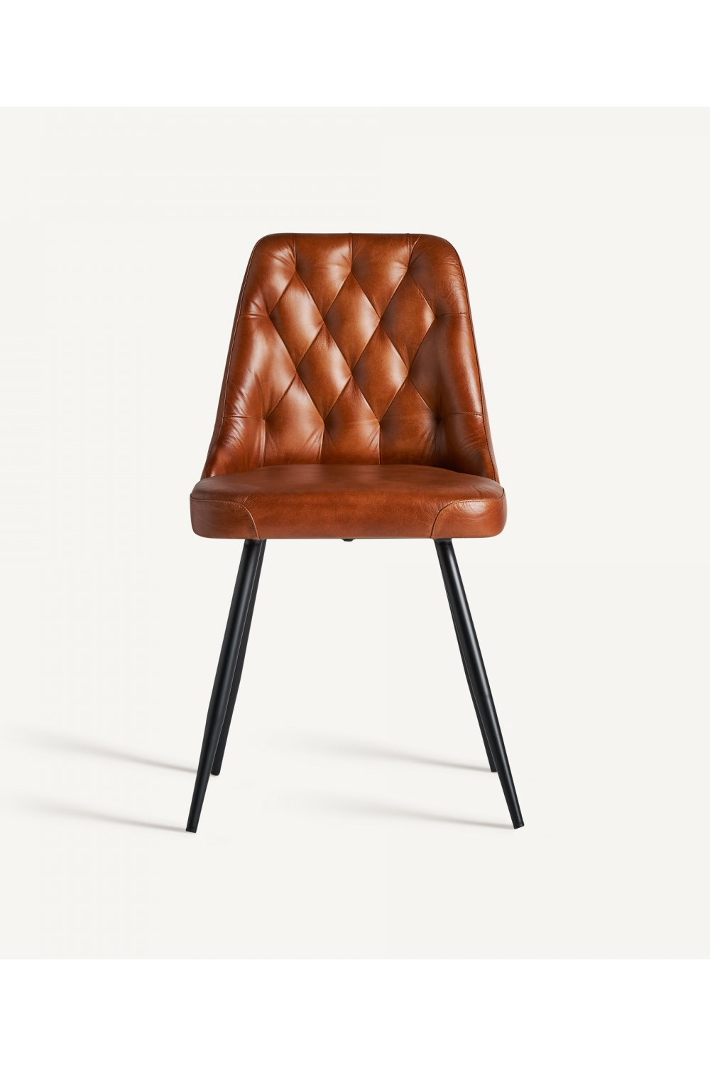 Brown Leather Tufted Dining Chair (2) | Vical Home Dexter | Oroa.com
