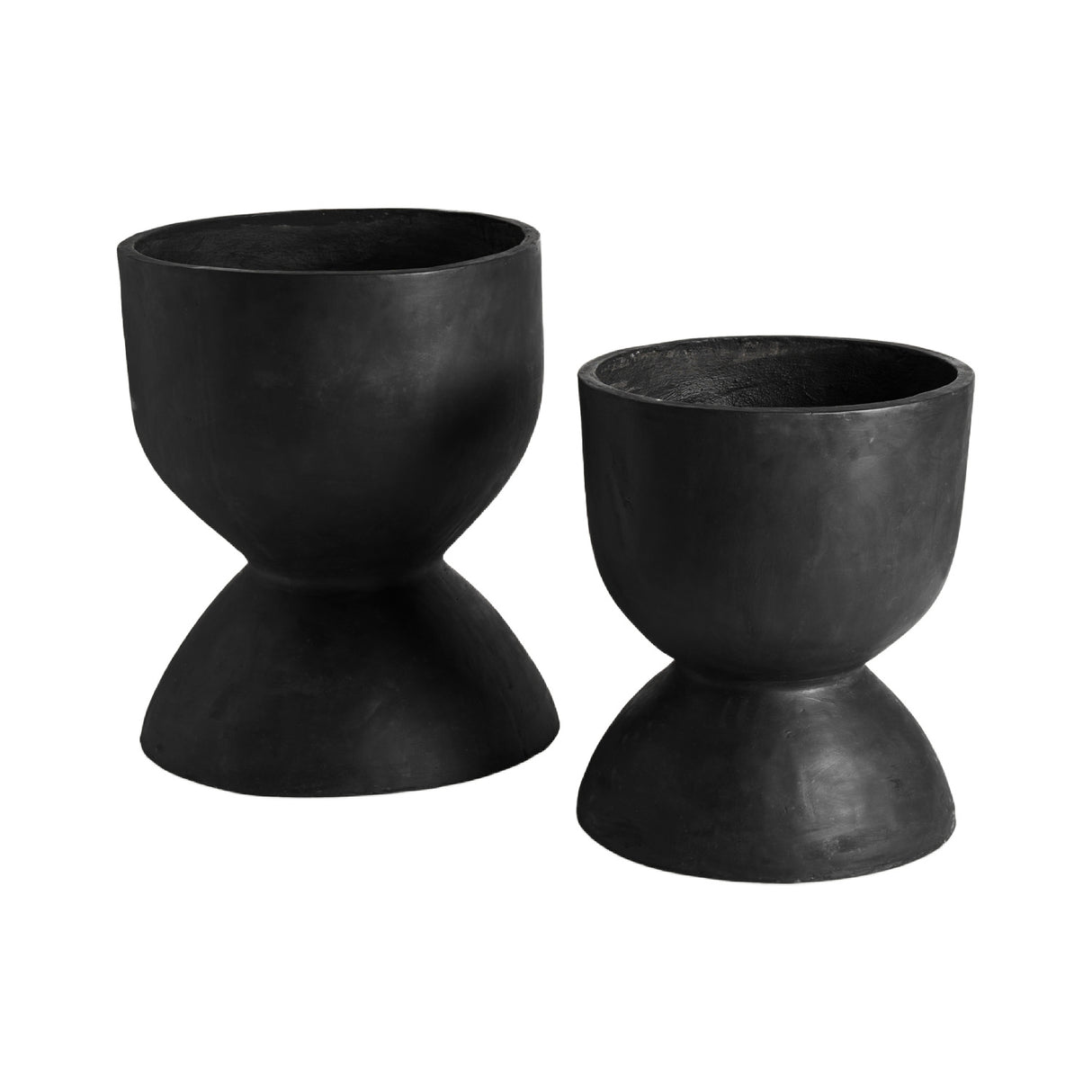 Modern furniture - Black Terracotta Hourglass Planters (2) - www.oroa.com | Oroa.com